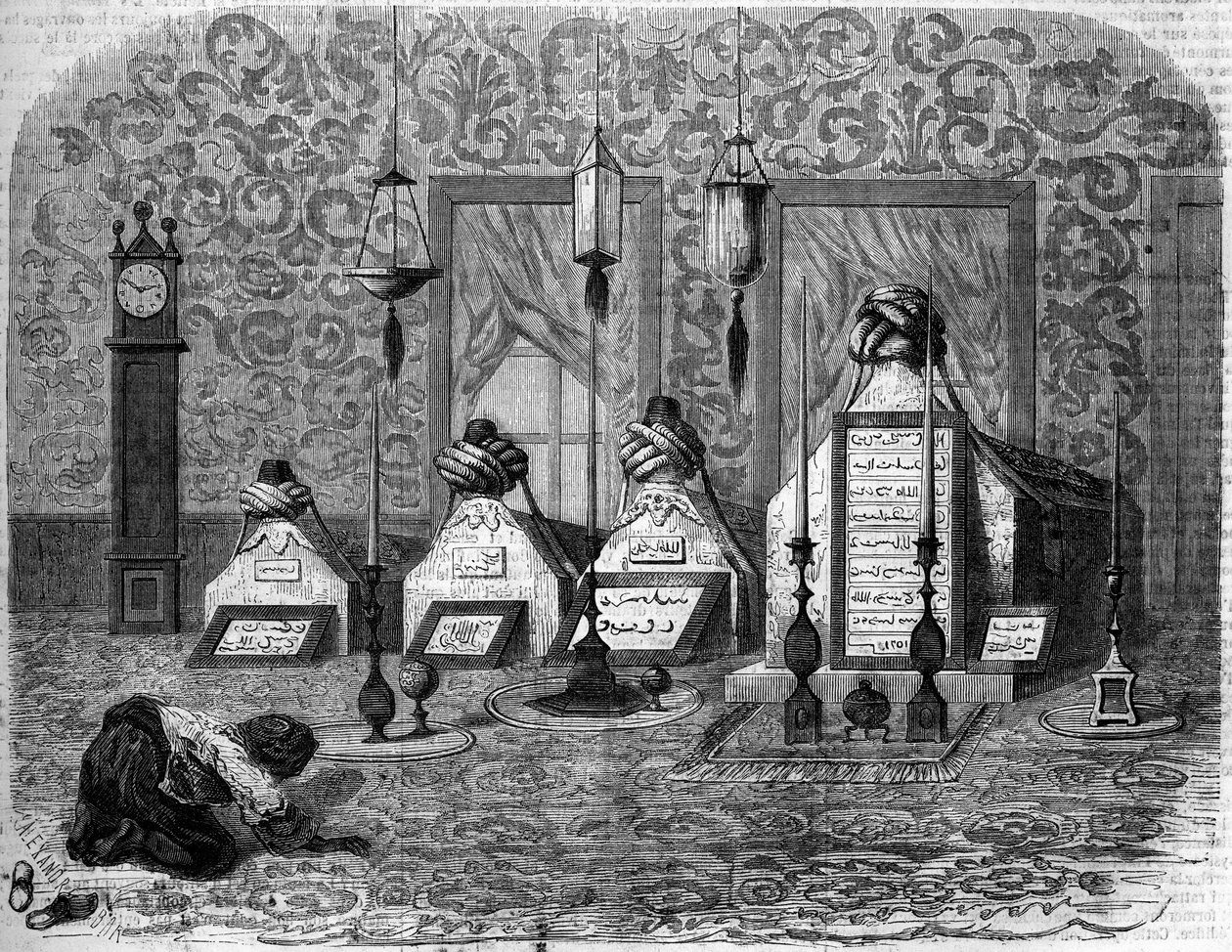 Muslimsk begravelseskunst: turbs (graver) av turberende dervisjer. Scutari, Tyrkia av French School