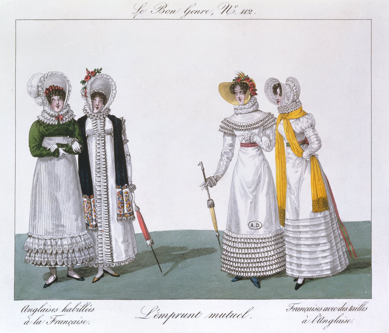 Mutual Borrowing, tallerken fra serien Le Bon Genre, ca.1810 av French School