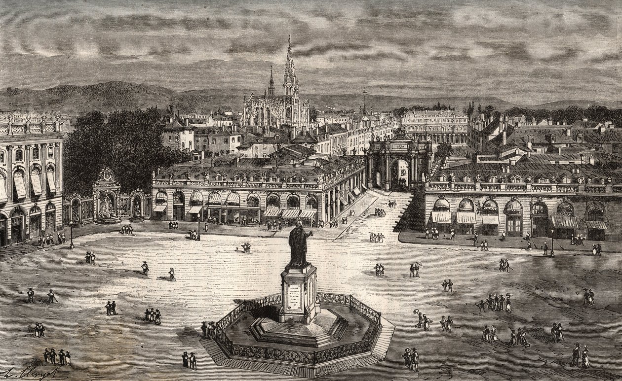 Nancy - Meurthe-et-Moselle - gravering i "La France illustrée: geografi, historie, statistisk administrasjon" av VA Malt-Brown. 1884 av French School