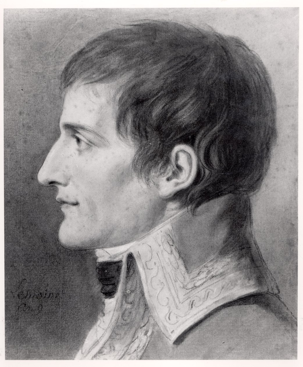 Napoleon Bonaparte (1769-1821) Førstekonsul (kull på papir) av French School