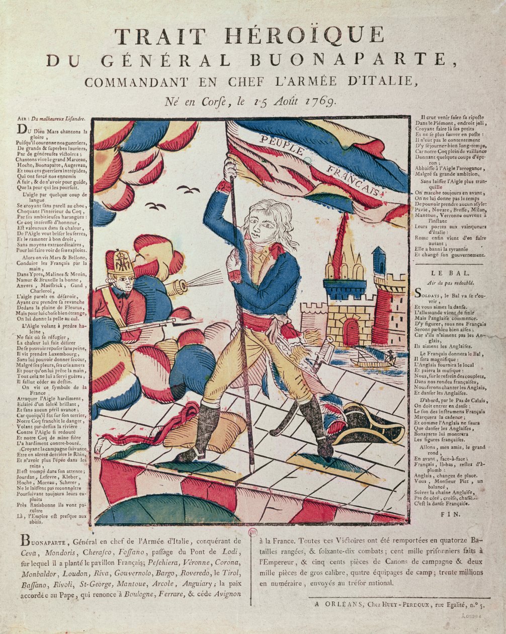 Napoleon I (1769-1821) på broen ved Arcola, 17. november 1796, 1700-1900-tallet av French School