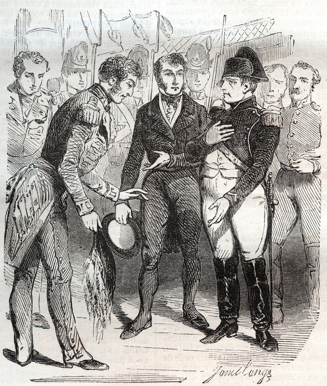 Napoleon confides in the British faith - Napoleon Bonaparte boarding the British ship Bellerophon that will take him to exile to St Helene (Saint Helene) on 14 July 1815 - Napoleon Bonaparte boarding the British ship Bellerophon that will take him to exile av French School