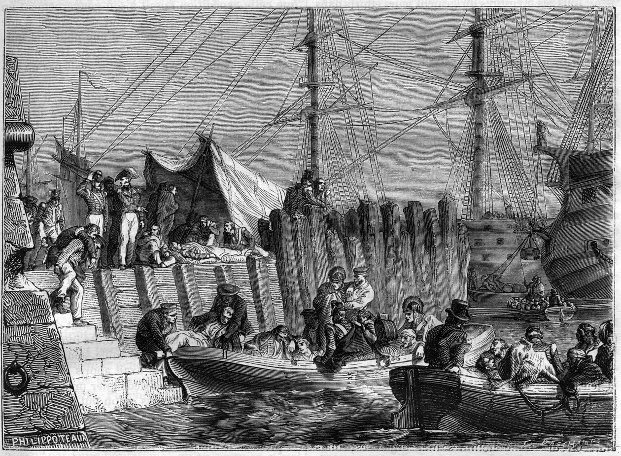 Napoleonic Wars - The English army leaves Walcheren Island 1809 - The English abandon the island of Walcheren in the Netherlands in 1809 - in “History of the empire following the history of the consulate” by Adolphe Thiers - 1879 - private collection av French School