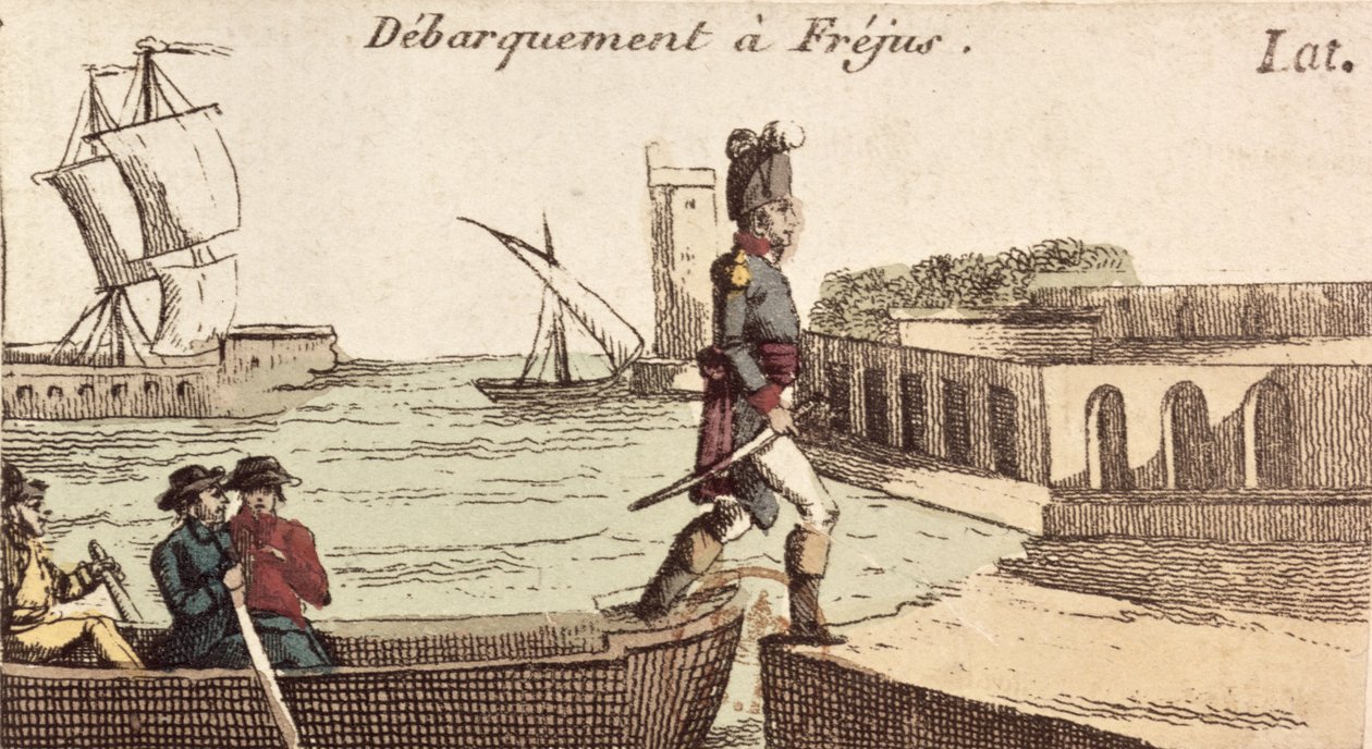 Napoleons ankomst til Frejus på retur fra det egyptiske felttoget, 9. oktober 1799 av French School