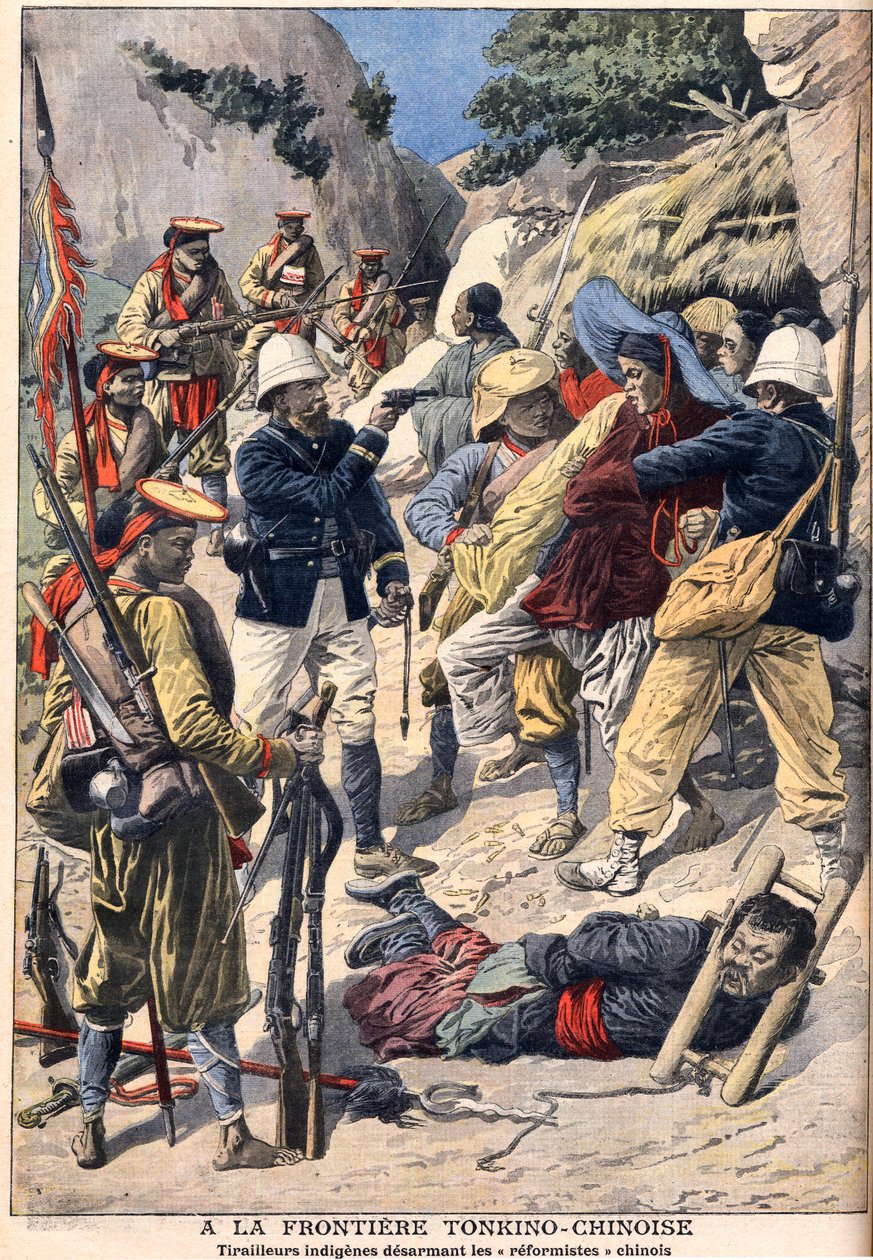 Native troops disarming Chinese 