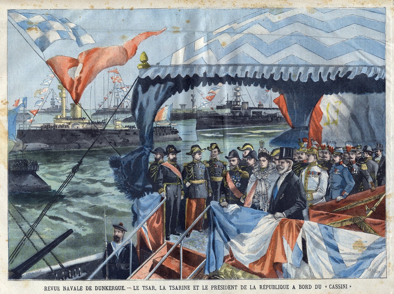 Naval Review of Dunkirk: Tsar Nicholas II (1868-1918), Tsarina Alix of Hesse and the Rhine (or Alexandra Feodorovna av French School
