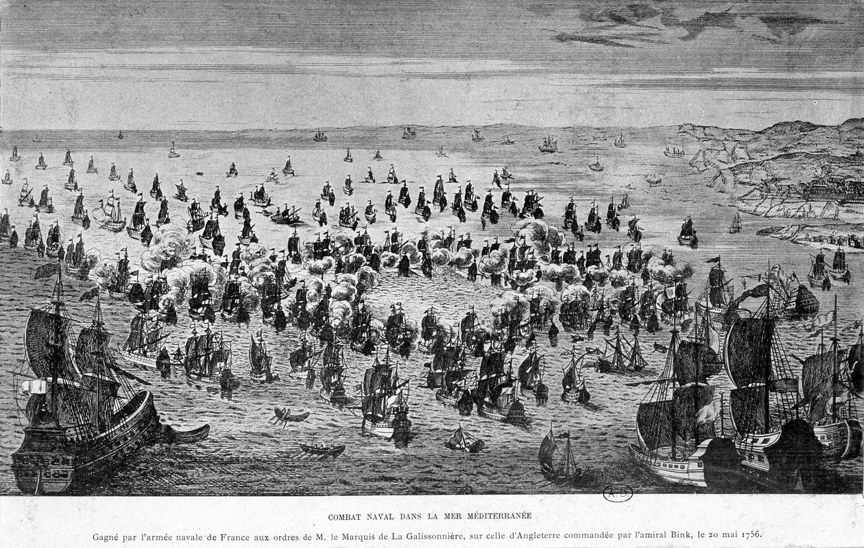 Sjøslag ved Middelhavet, vunnet av den franske marinehæren etter ordre fra Marquis de La Galissonnière, over det fra England kommandert av admiral Bink, 20. mai av French School