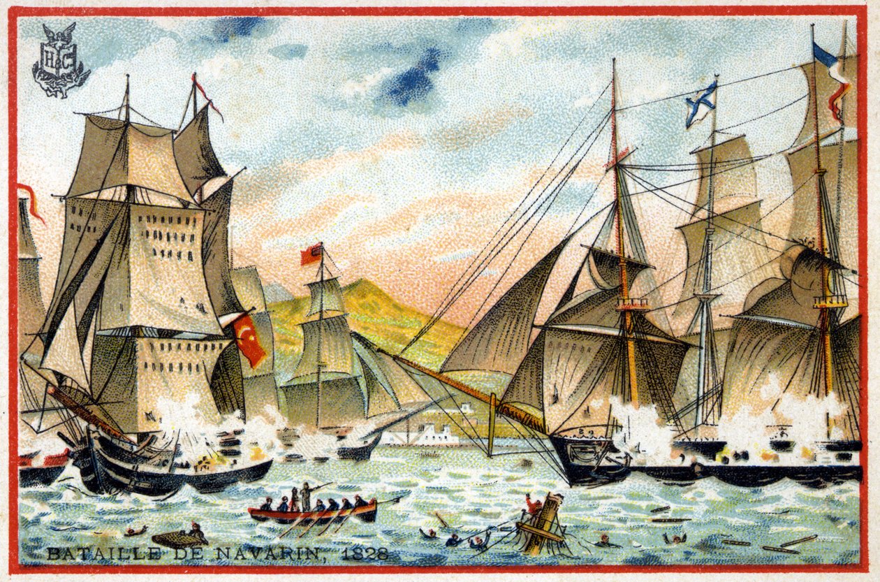 Navarin-slaget om trippelalliansen mot den tyrkisk-egyptiske flåten 28. oktober av French School