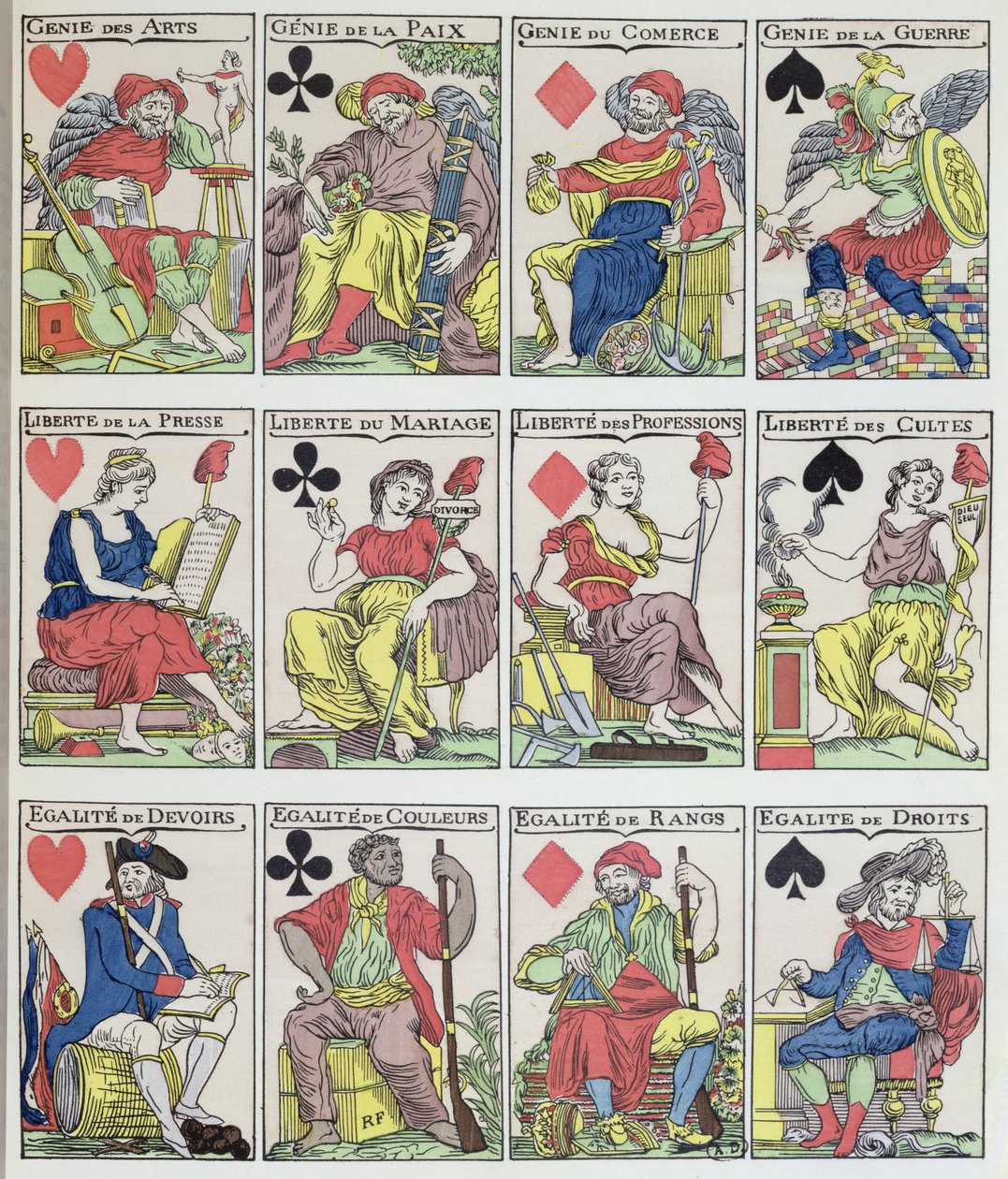 Nye spillkortdesigner fra den franske revolusjonen, 1793 av French School