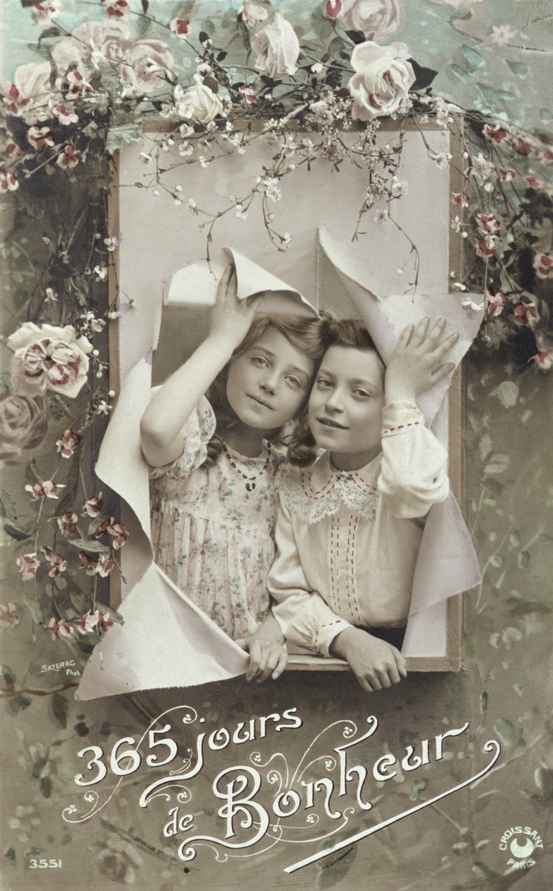 Nyttårs gratulasjonskort, tidlig på 1900-tallet av French School