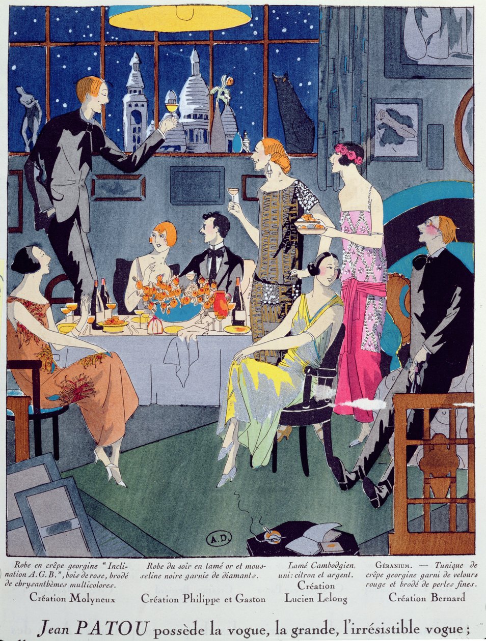 Nyttårsaften, motetallerken fra Art, Gout, Beaute, utgitt i Paris, desember 1923 (pochoir-trykk) av French School