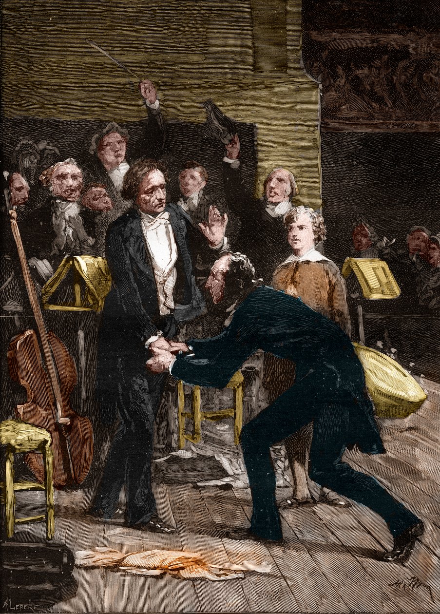 Niccolo Paganini og Hector Berlioz, etter en fantastisk fremføring av en symfoni av French School