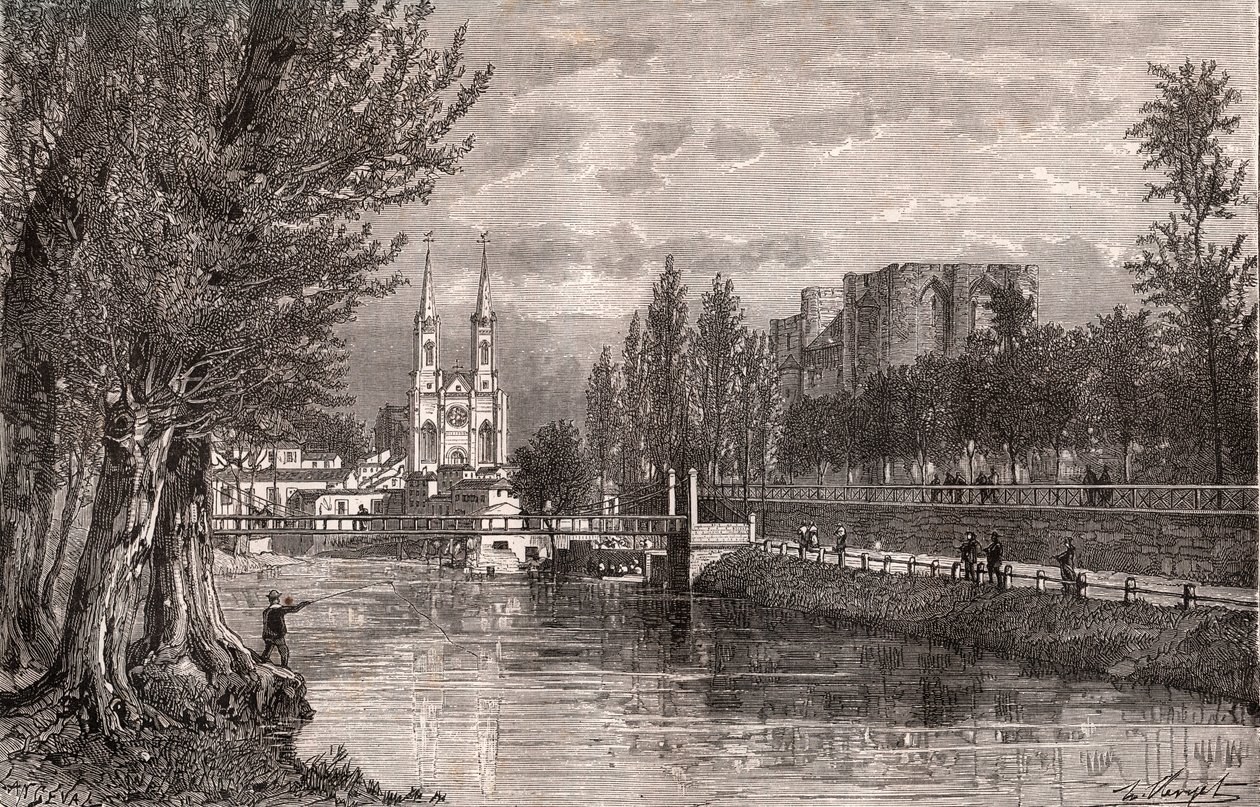 Niort - Deux-Sevres - gravering i "La France illustrée: geografi, historie, statistisk administrasjon" av V.A. Malt-Brown. 1884 av French School