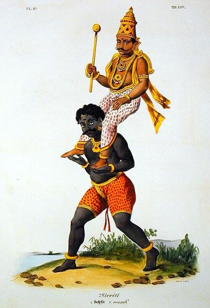 Nirriti, gravert av C. de Motte (1785-1836) (farge litho) av French School