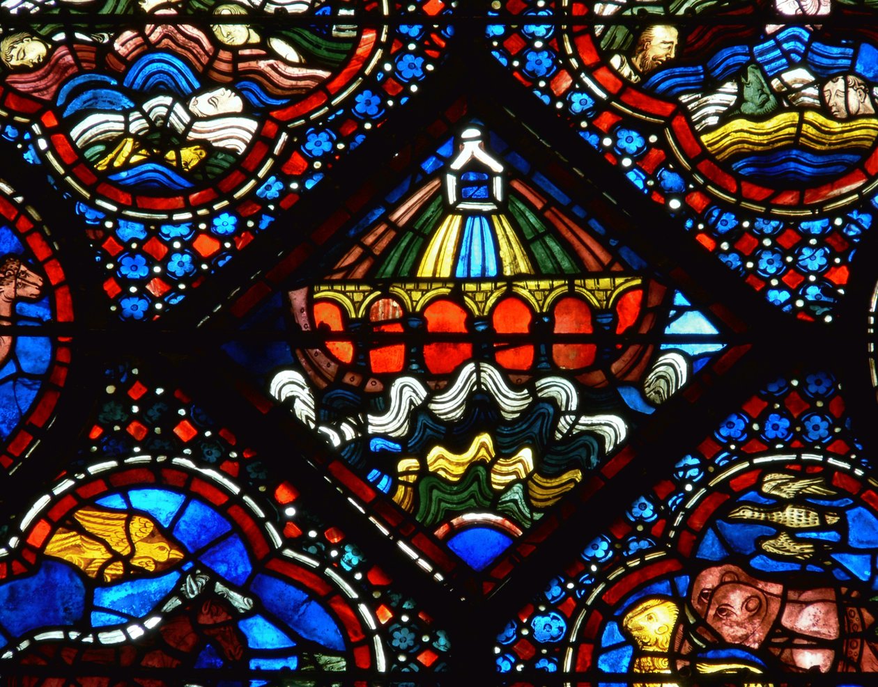 Noahs ark fra Noah-vinduet av French School