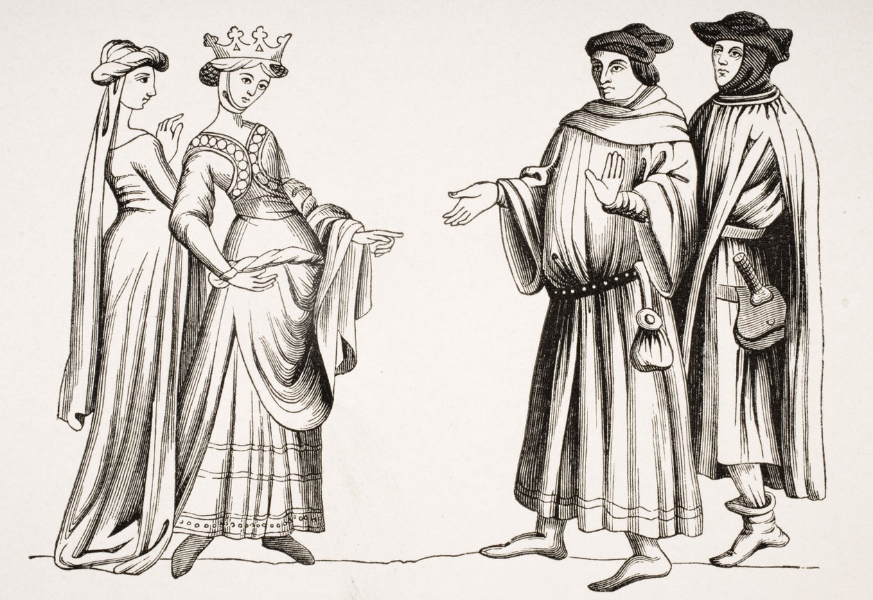 Noble Lady and Maid of Honor og Two Burgesses, etter en miniatyr i 