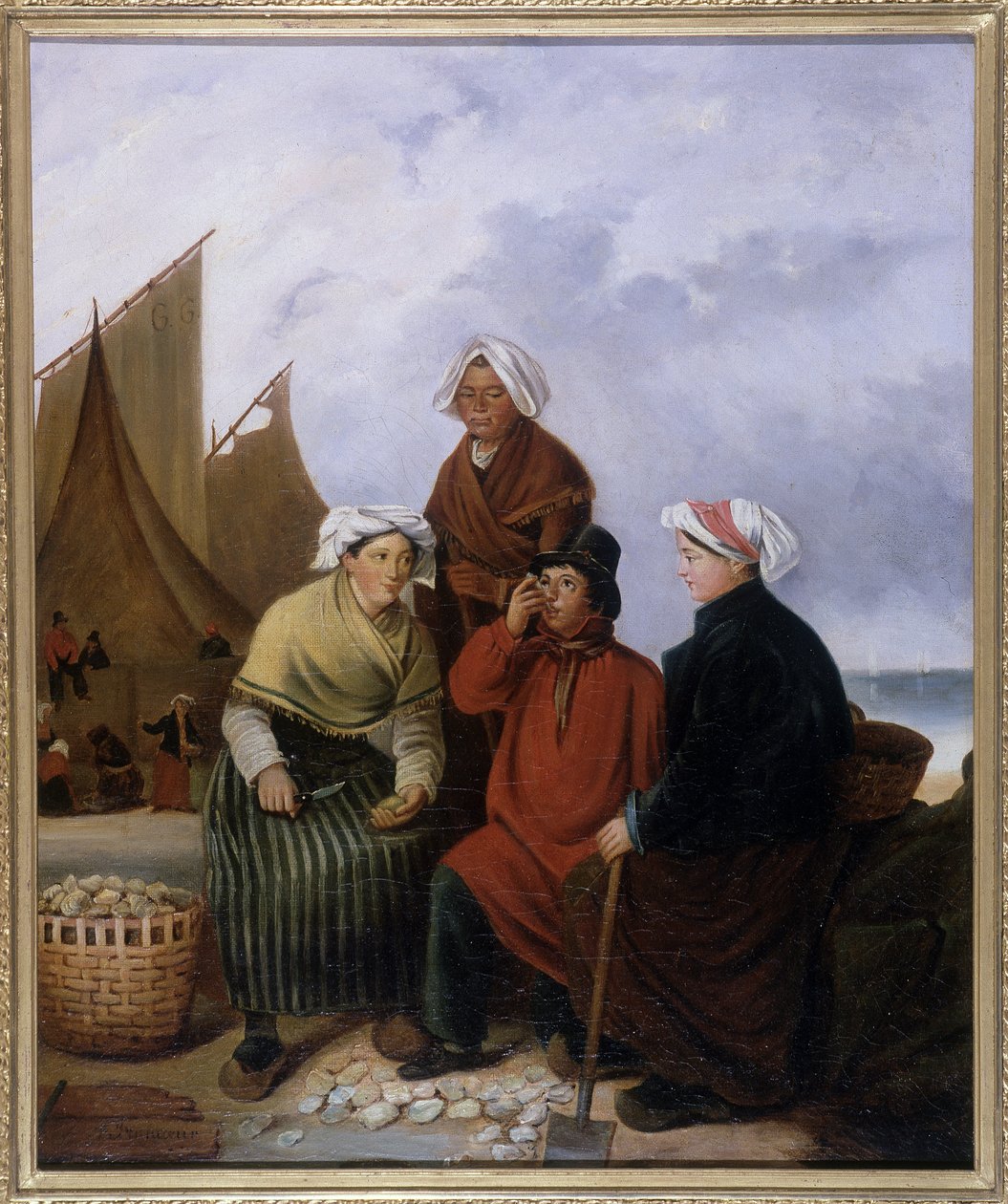 Normandie, østerssmaking - Olje av Francoeur av French School
