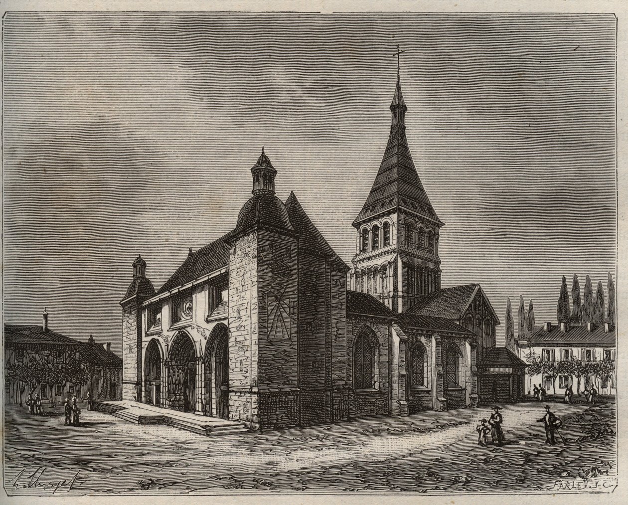 Notre Dame de Wassy - Haute-Marne i Champagne-Ardenne-regionen - gravering i "La France illustrée: geografi, historie, statistisk administrasjon" av V.-A. Malt brun. 1884 av French School