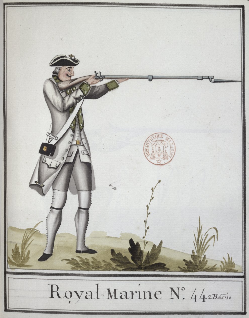 Offiser for Marine Royale med en bajonettmuskett, 1768 av French School
