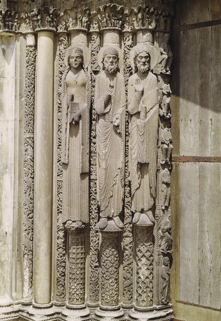 Gamle testamente figurer, fra vestfasadens kongeportal, ca. 1145-50 av French School
