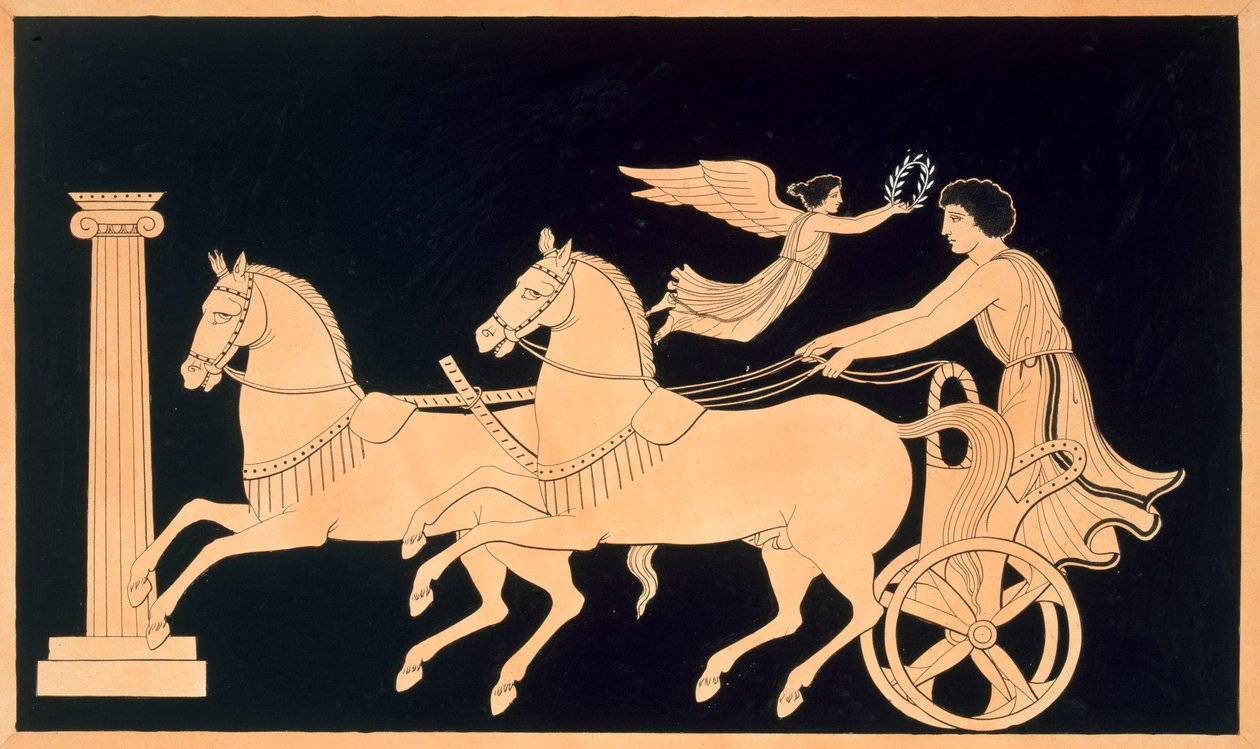 Olympisk vognfører kronet med en laurbærkrans, utgitt 1808-10 av French School