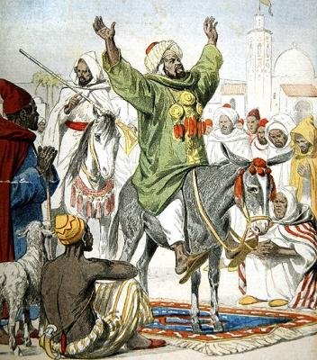 Omar Zarahun, pretender til Marokkos trone, forkynner en hellig krig, forsideillustrasjon av Le Petit Journal, 23. november, 1902 av French School