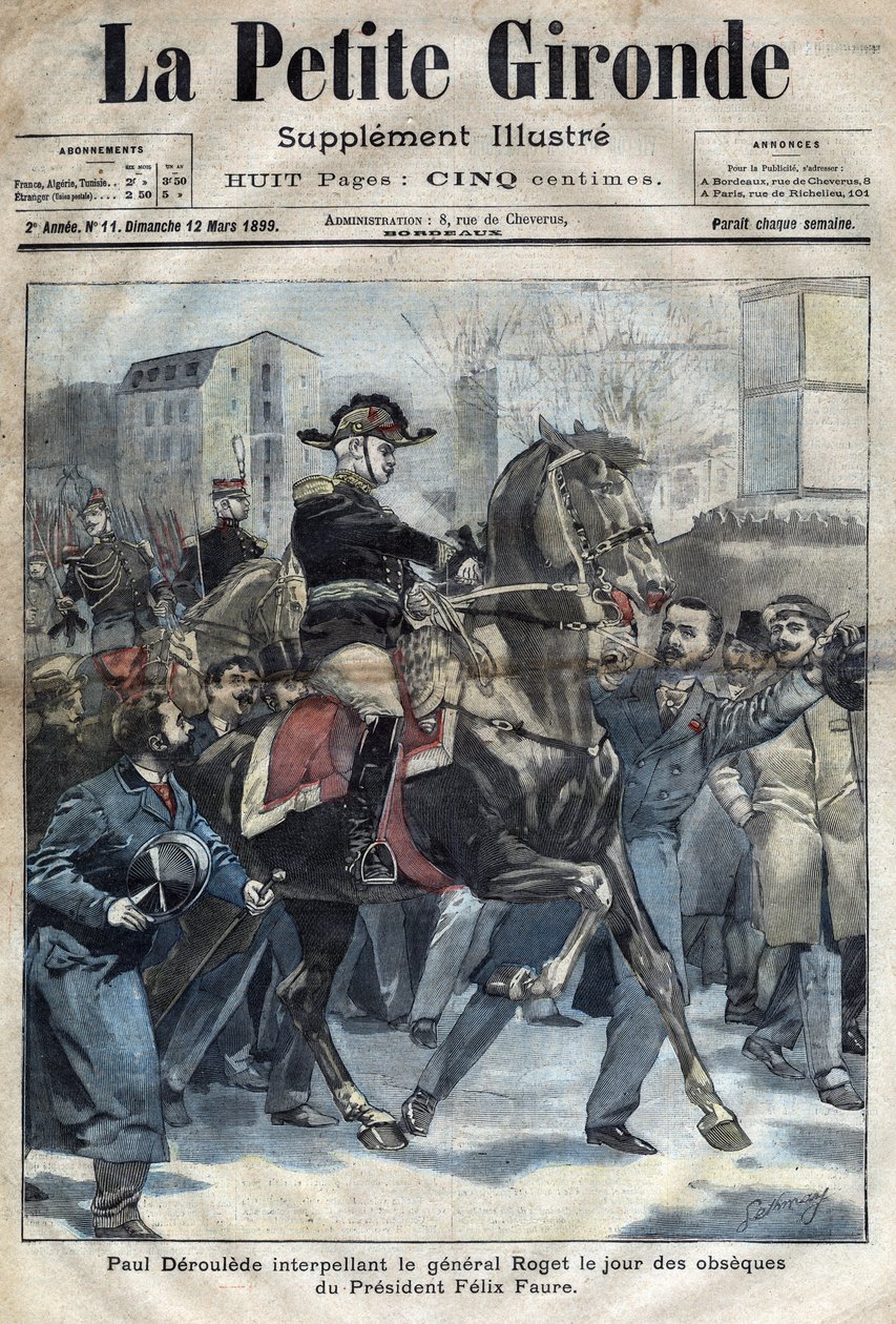 På dagen for obseques av Felix Faure prøvde Paul Deroulede å trene general Roget mot regjeringen 23. februar av French School