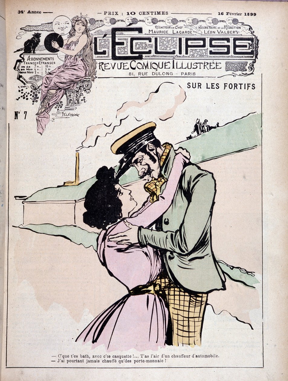 På festningsverkene: bad boy (kjelting) og kjæresten hans - couv. "" The Eclipse""" av 16/02/1899. av French School