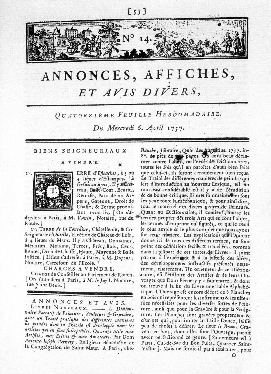 En av "Annonser, plakater og diverse anmeldelser", nr. 14. av French School