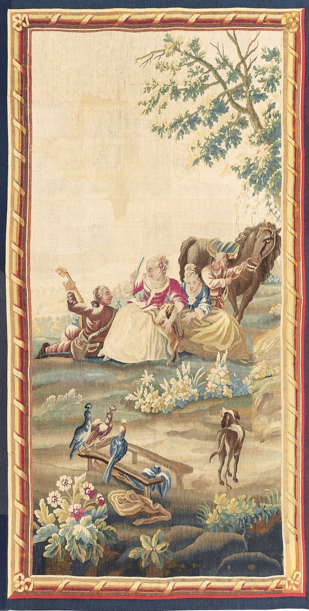En av et par Louis XVI pastorale billedvev, Aubusson, ca. 1775 av French School