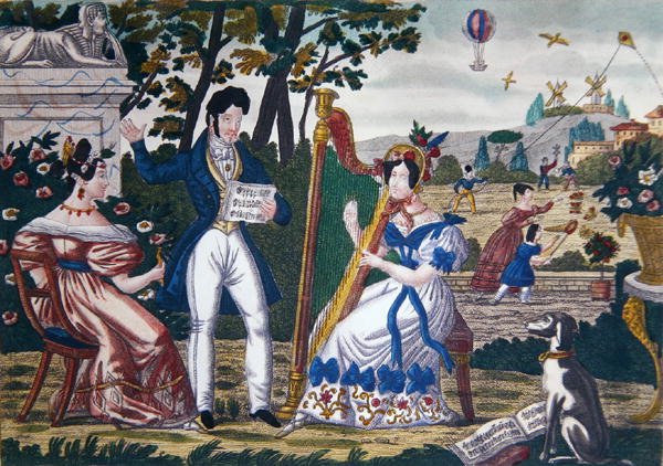 Friluftskonsert, ca. 1840 (litho i farger) av French School