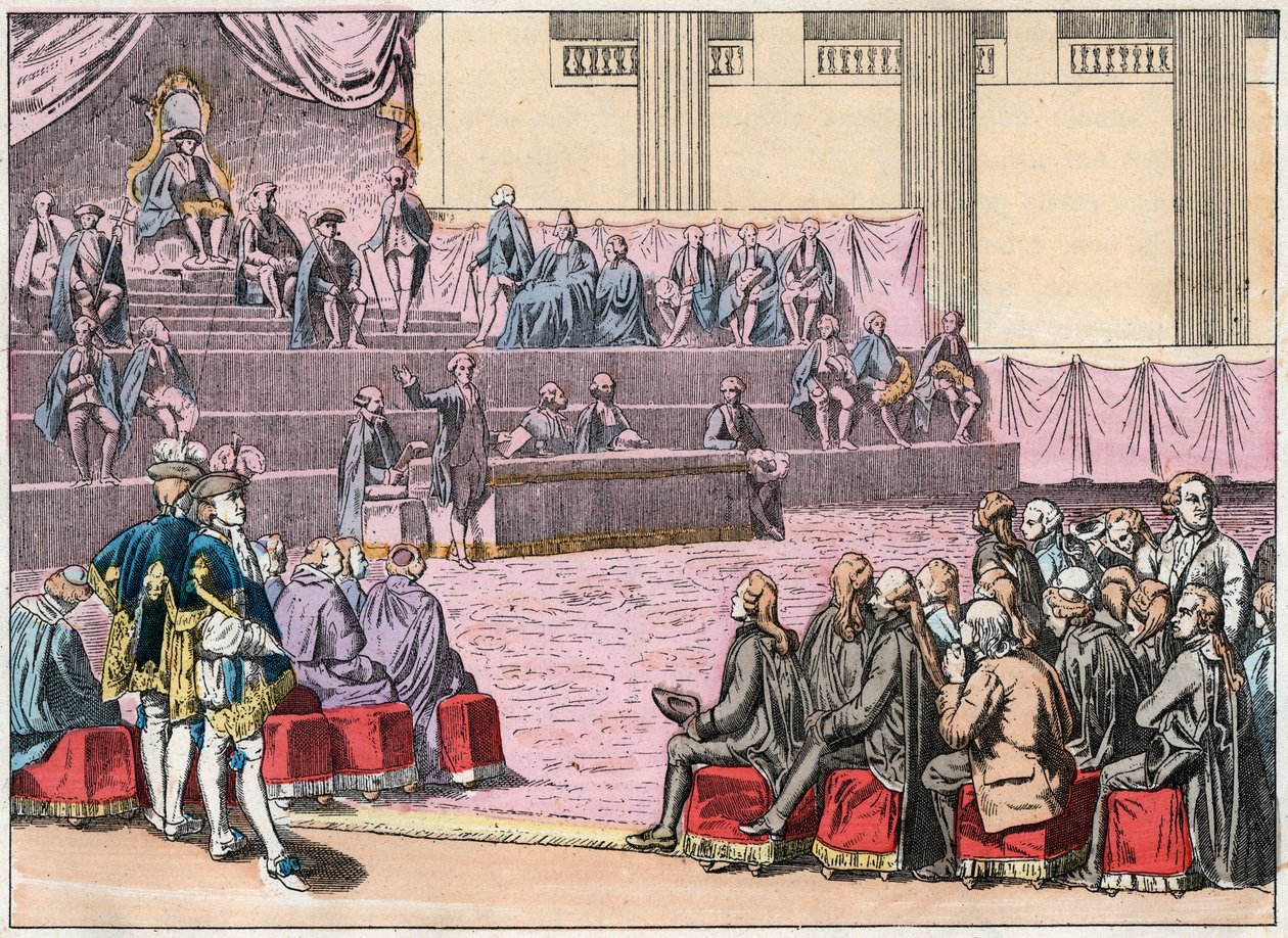 Opening of the Estates General in Versailles on 5 May 1789 bringing together the Three Orders (the Clerge, the Nobility and the Third State) - Opening of the Estates General, 5 May 1789 - Engraving of the end of the 19th century in “” Nos Gires Nationales  av French School
