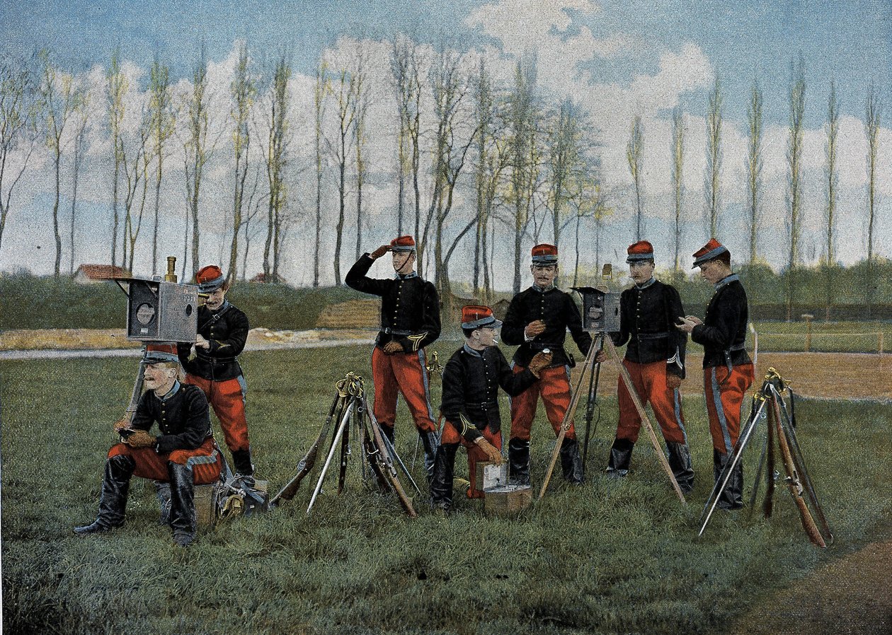 Optisk telegrafseanse - i "" Militæralbum"" - innenrikstjeneste: kavaleri av French School