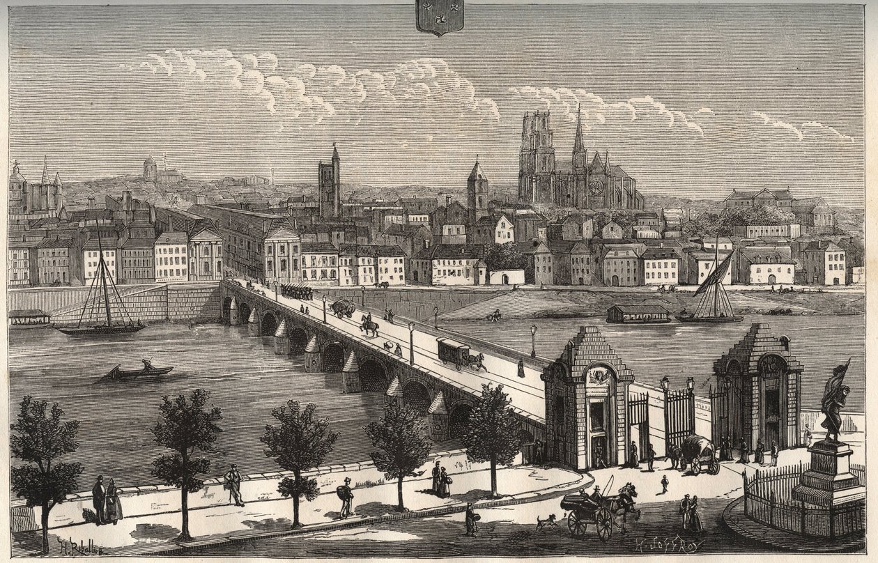 Orleans - Centre-Val de Loire - gravering i "La France illustree: geografi, historie, statistisk administrasjon" av V.A. Malt-brun. 1884 av French School