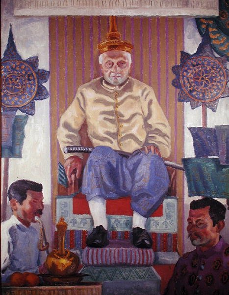 Oun Kham (1811-95), konge av Luang Prabang, Laos (olje på lerret) av French School