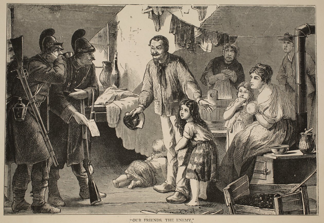 Våre venner, fienden, illustrasjon fra Cassells historie om krigen mellom Frankrike og Tyskland, 1870-1871 av French School