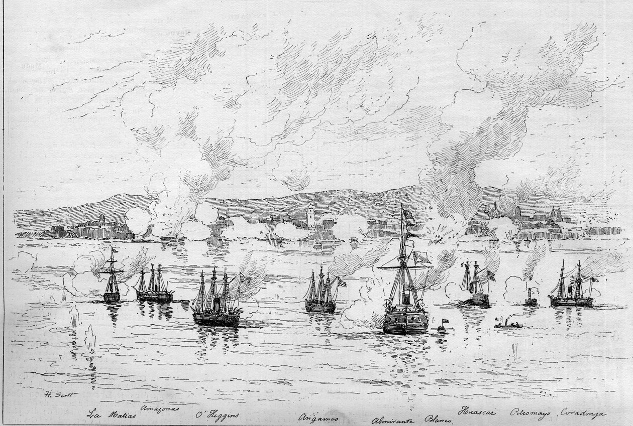 Stillehavskrigen (1879-1884) mellom Peru og Bolivia og Chile - 22. april av French School