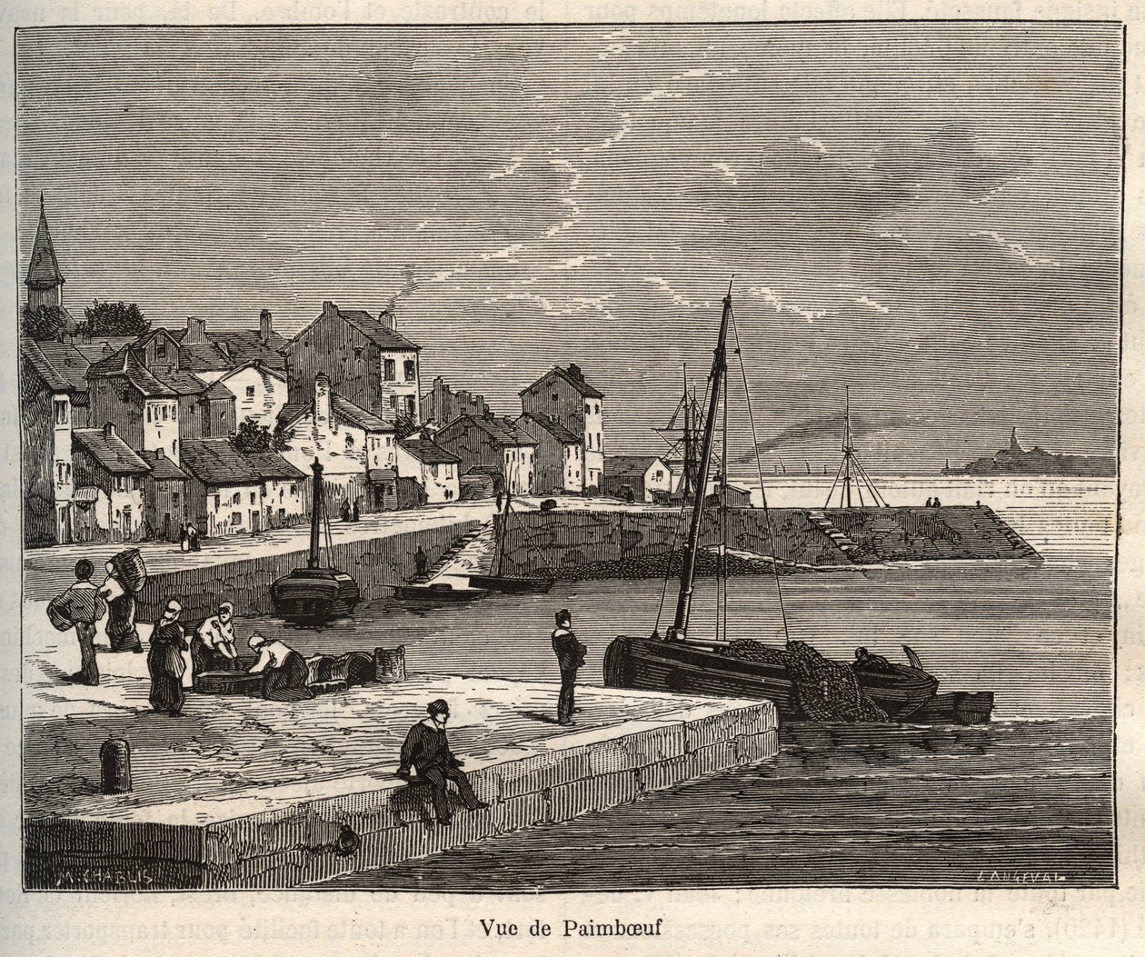 Paimboeuf - Loire-Atlantique, i Pays de la Loire-regionen - gravering i "La France illustrée: geografi, historie, statistisk administrasjon" av V.-A. Malt brun. 1884 av French School