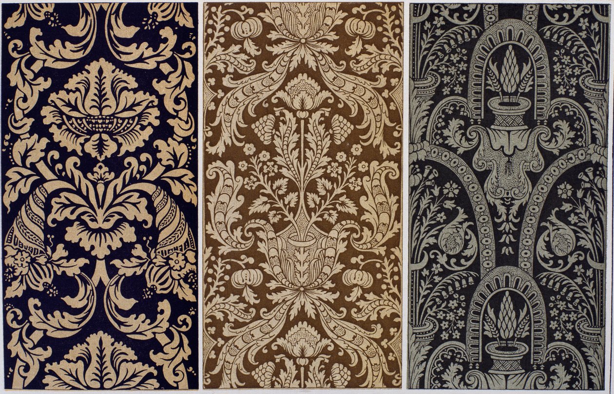 Malt lerret, gravering fra Dictionary of Furnishing and Decoration, Vol III, Henry Havard av French School