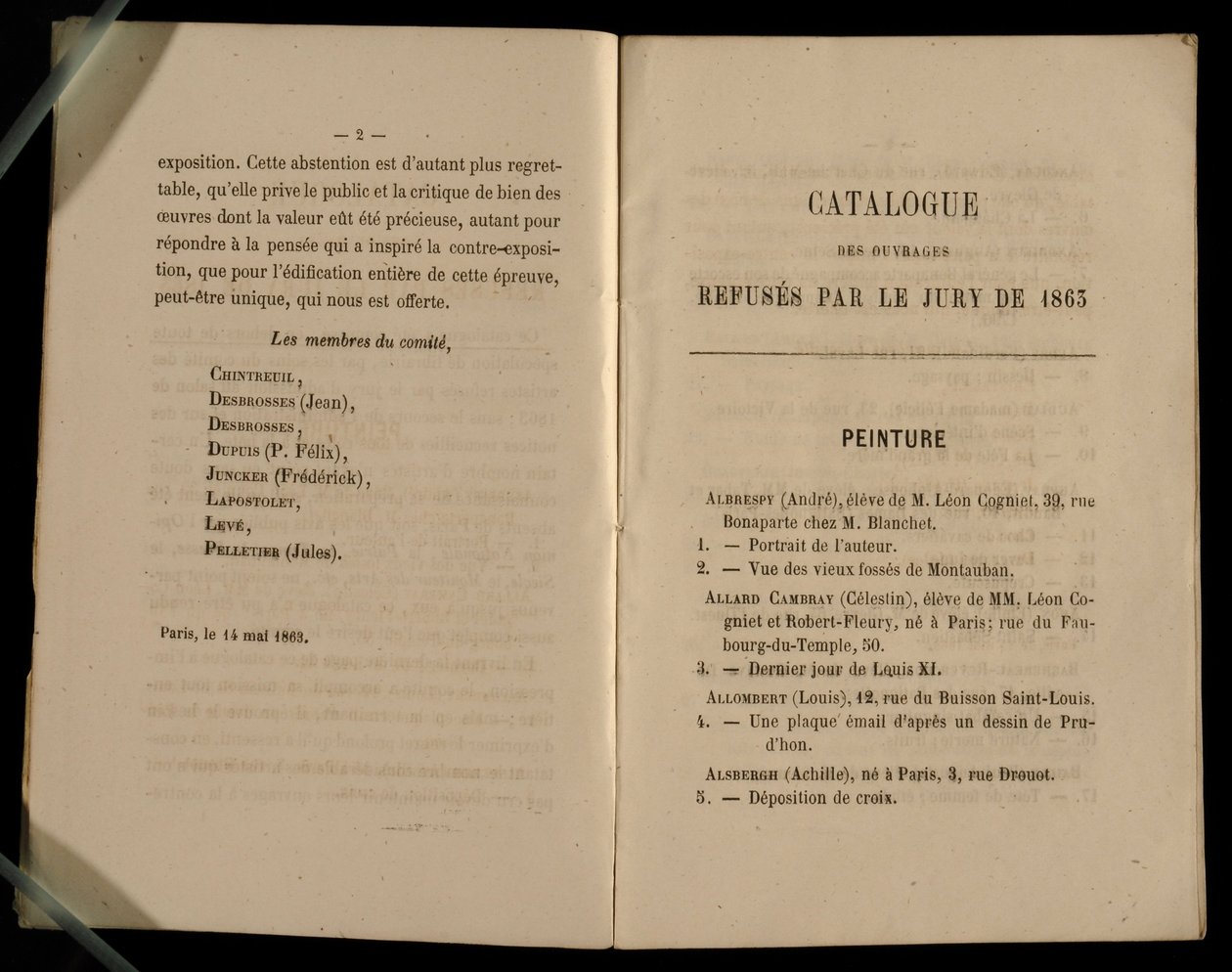 Malerkapittel, fra Salon des Refuses, 1863 av French School