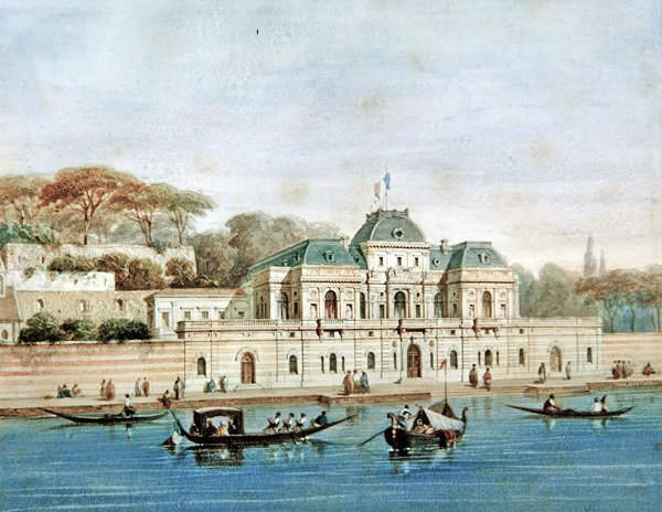 Palasset til den franske ambassadøren i Konstantinopel (farge litho) av French School