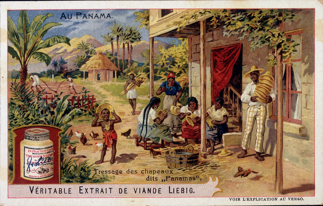 Panama: flette panamahatter - chromo. Liebig av French School