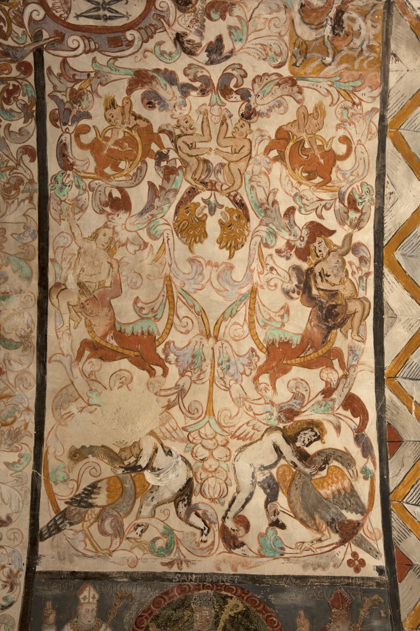 Sognekirke (Vår Frue av Solers kirke). Interiør. Skipene. Veggmalerier. Detalj. Det 16. århundre (?). av French School