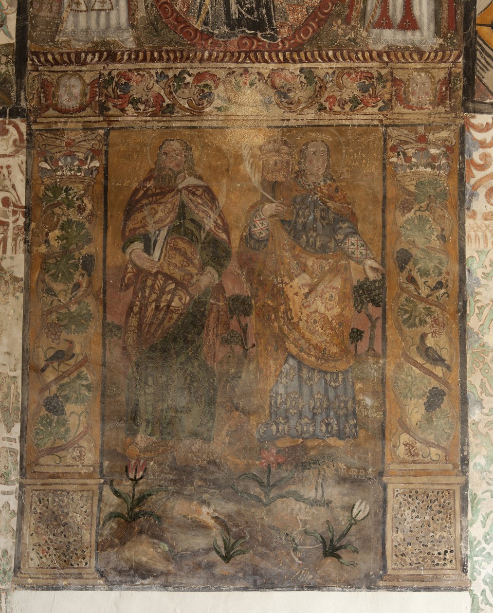 Sognekirke (Vår Frue av Solers kirke). Interiør. Skipene. Veggmalerier. Detalj. Det 16. århundre (?). av French School