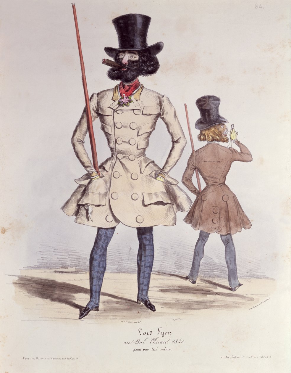 Parisian Dandies på Bal Chicard, 1840 (farge litho) av French School