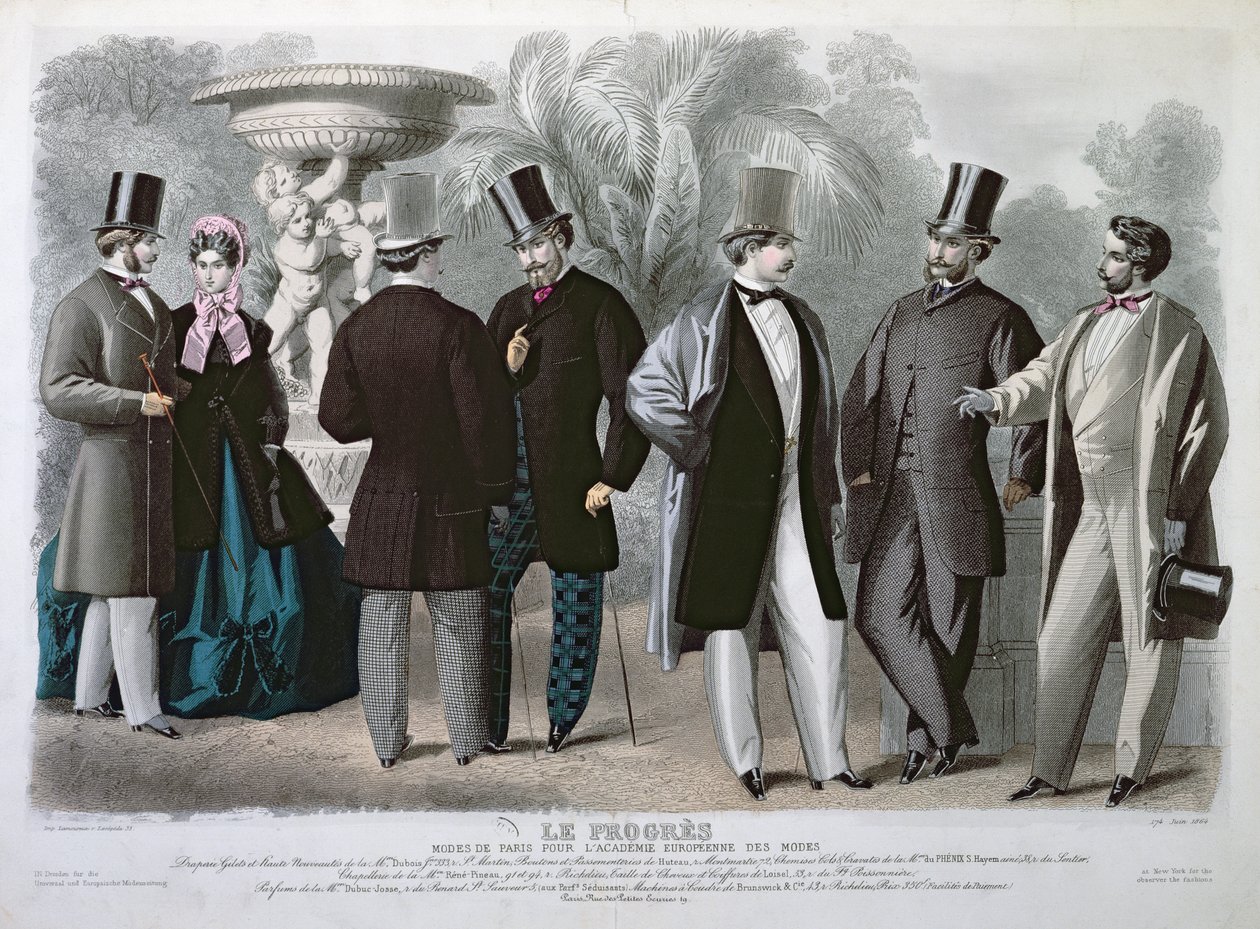 Parisisk moteplate for Le Progres, juni 1864 (fargegravering) av French School