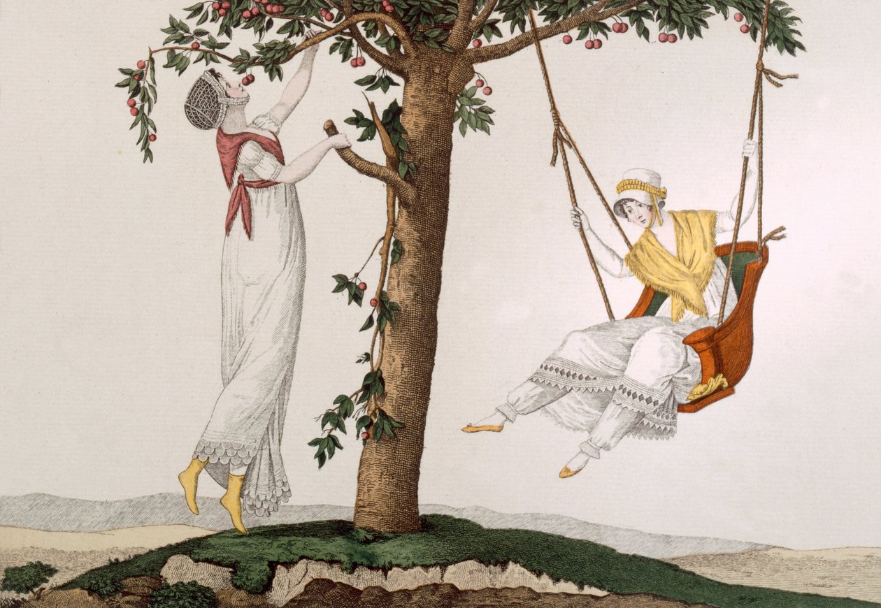 Parisian Ladies at Montmorency, plate 41 fra Le Bon Genre, ca. 1810 av French School