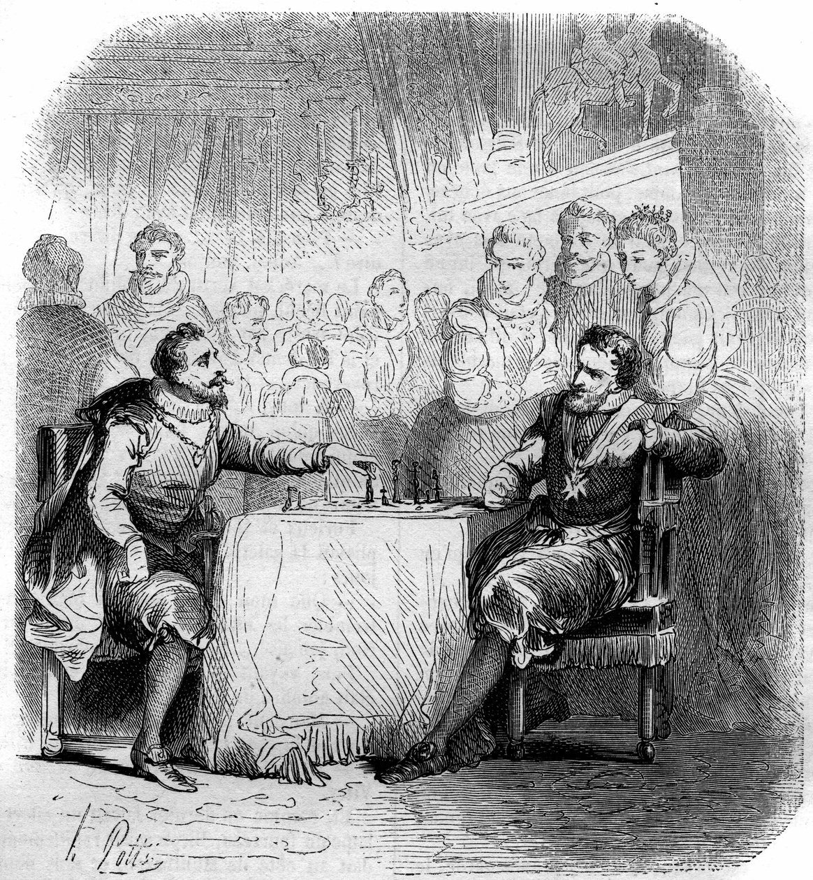 Part of chess between Henry IV of France (1553-1610) and the Duke of Vendome. av French School