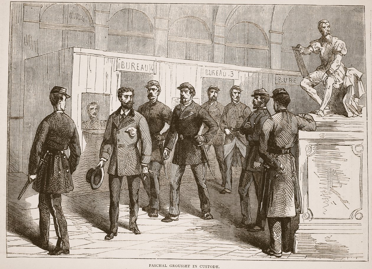 Paschal Grousset i varetekt, illustrasjon fra Cassells historie om krigen mellom Frankrike og Tyskland, 1870-1871 av French School
