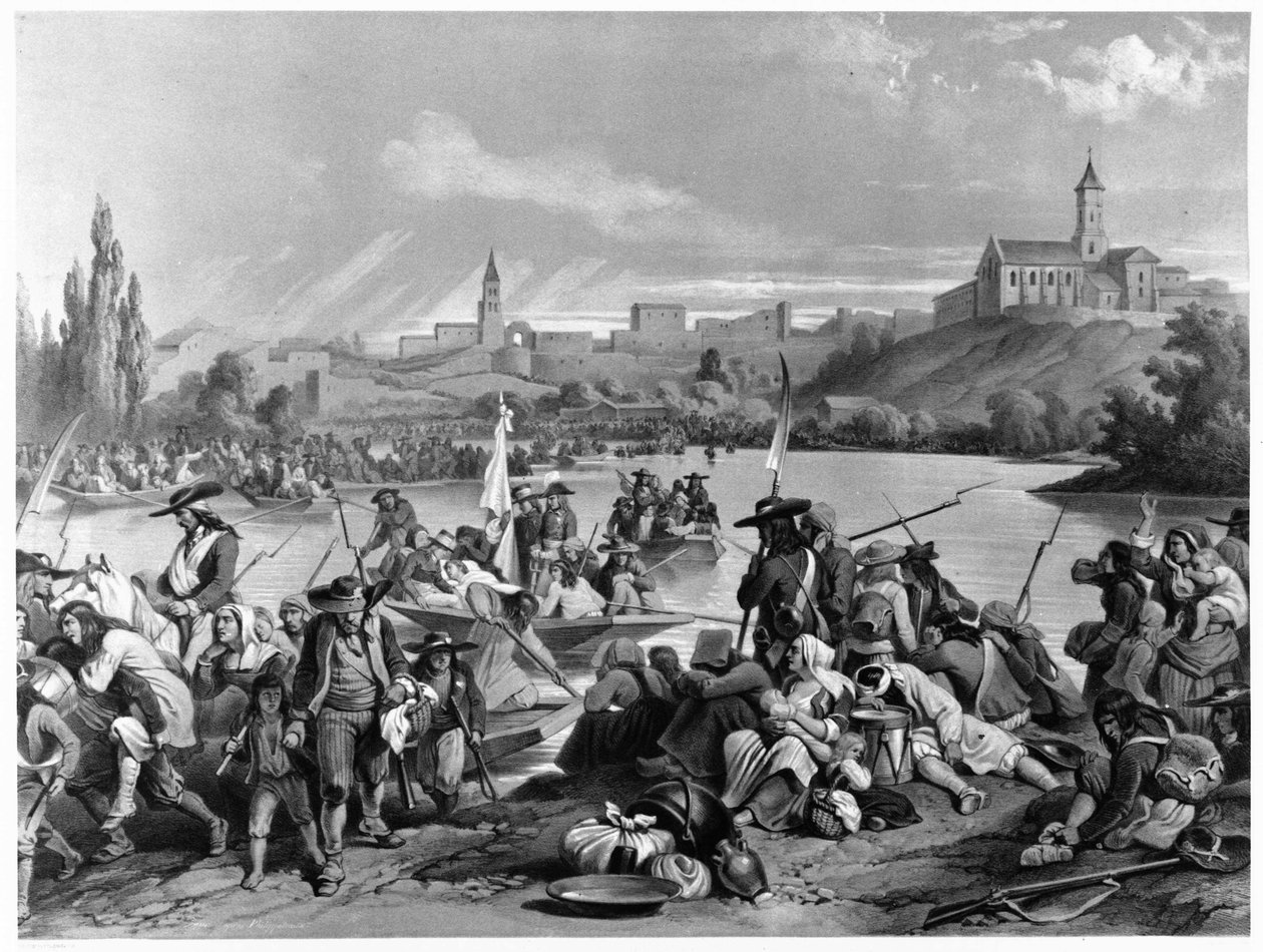 Passasje av Loire ved Vendée Armee, oktober 1793 - saml. Dobrée-museet, Nantes. av French School